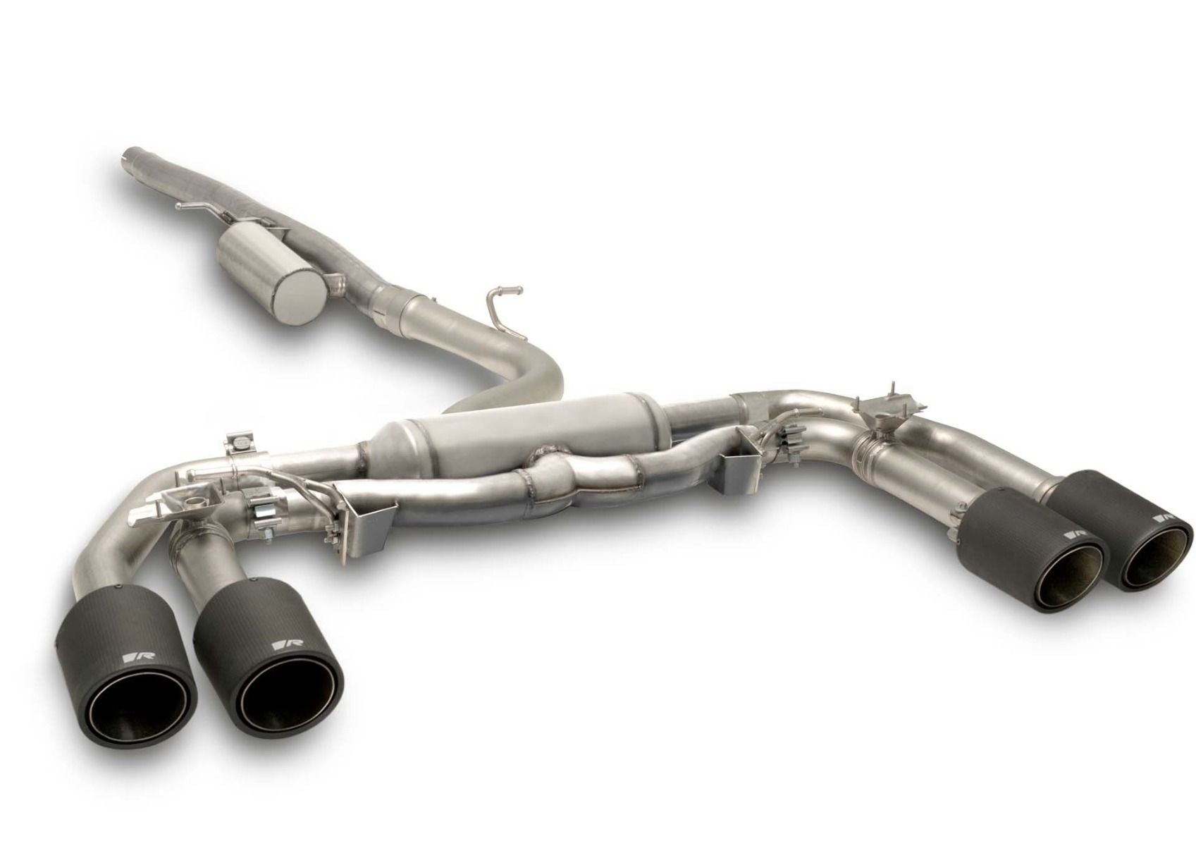 GPF Back Exhaust System for Audi S3 Limo Facelift GY (MY 2024-) Racing Rear Silencer | 4x 98mm Street Race Chrome Tips