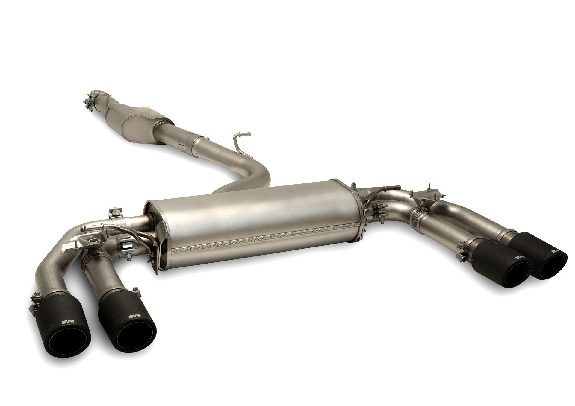 Exhaust Bundle for Cupra Formentor VZ GPF-Back Front Section + Racing Rear Silencer | 4x 102mm Black Chrome Straight Cut Tips