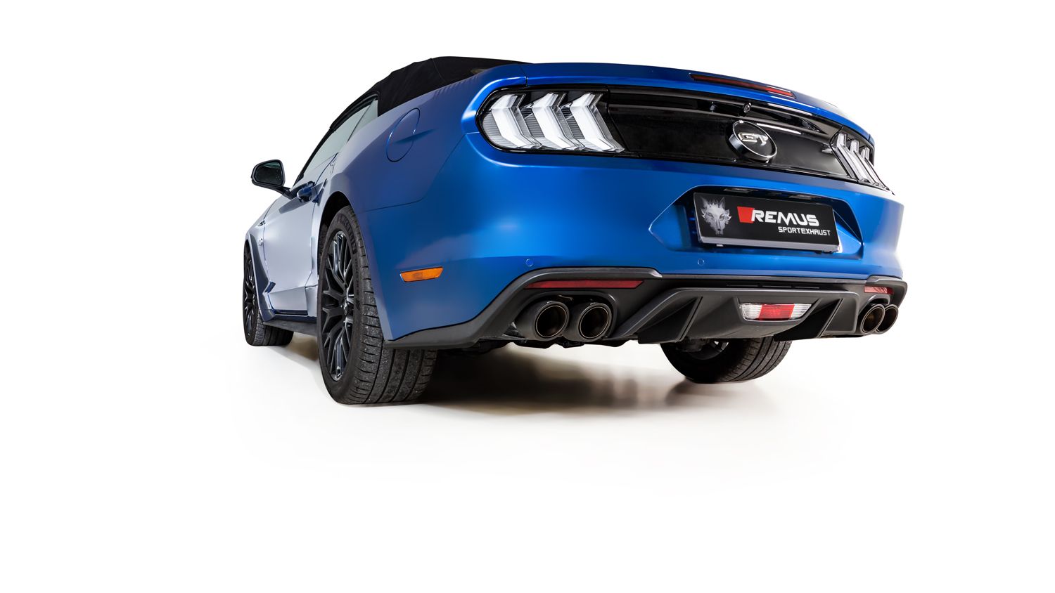 Cat-Back System for FORD Mustang VI Facelift S550 Cat-Back | 4x 102mm Black Chrome Rolled Edge Tips