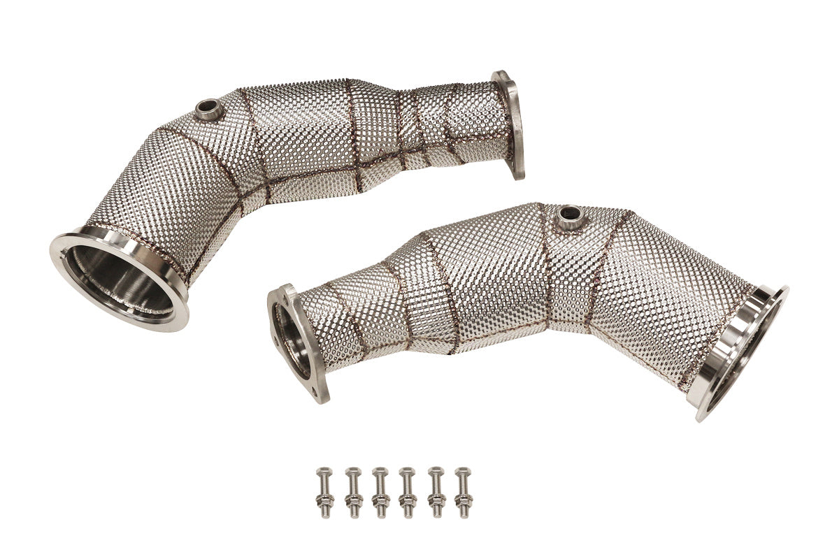 Audi RS4 RS5 B9 2.9T 15-23 Downpipe Decat+Heat Shield 76mm