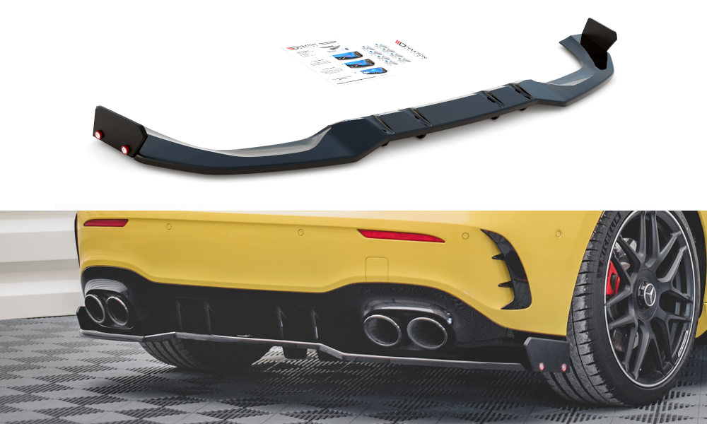 Central-Rear-Splitter-+-Flaps-For-Mercedes-AMG-A45-S-Not-Pri