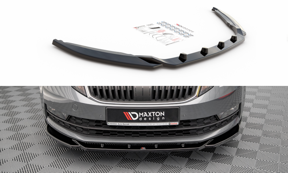 Front-Splitter-V.2-Skoda-Octavia-MK3-Facelift---Gloss-Black