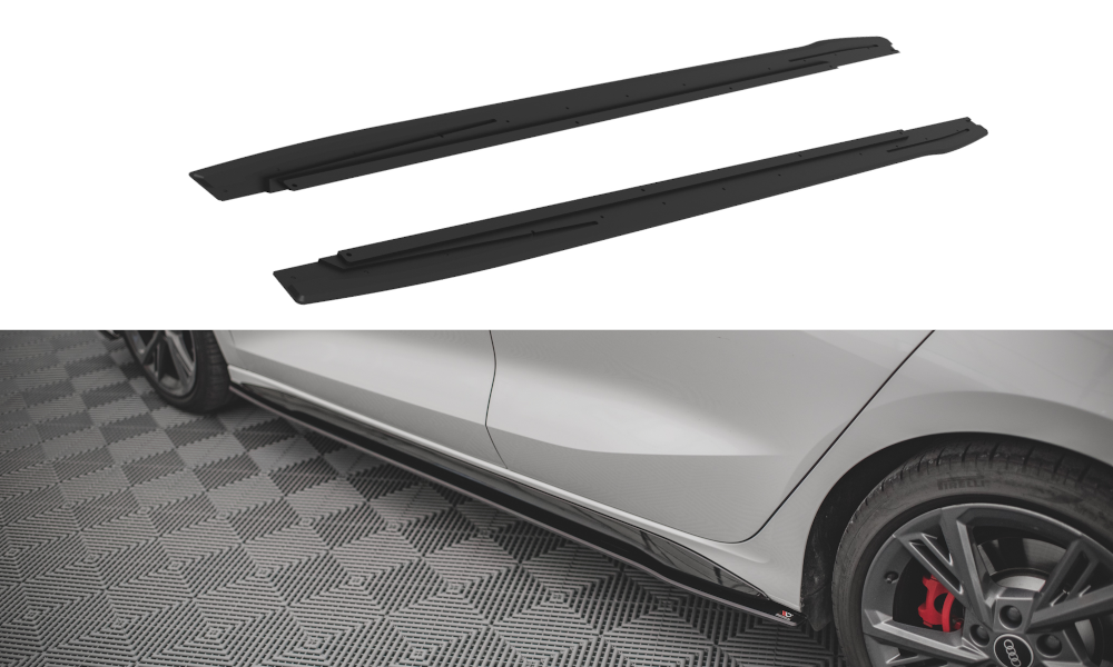 Street-Pro-Side-Skirts-Diffusers-Audi-S3/A3-S-Line-8Y-Red-Li