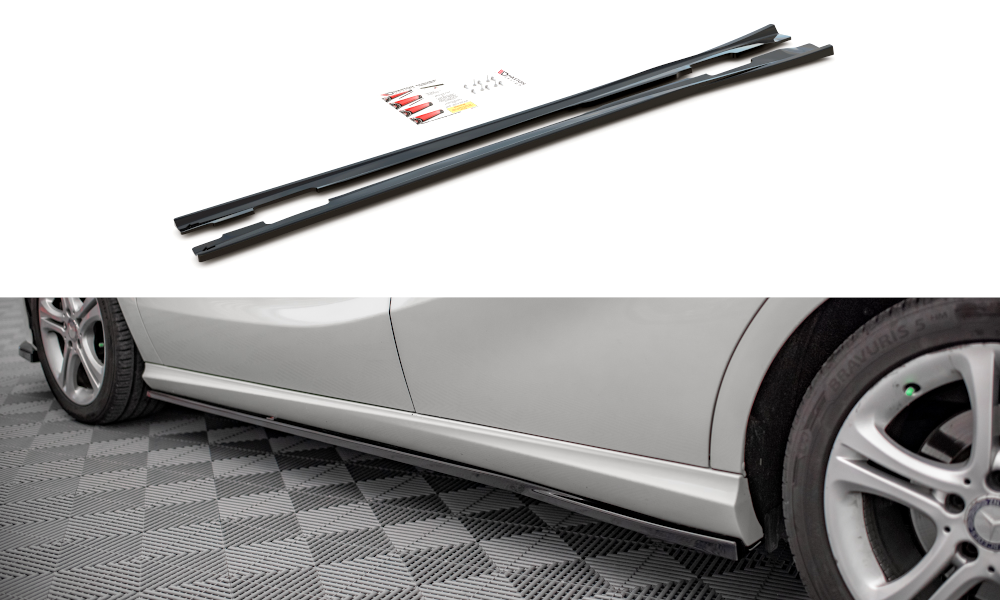 Side-Skirts-Diffusers-V.2-Mercedes-Benz-A-W176---Gloss-Black