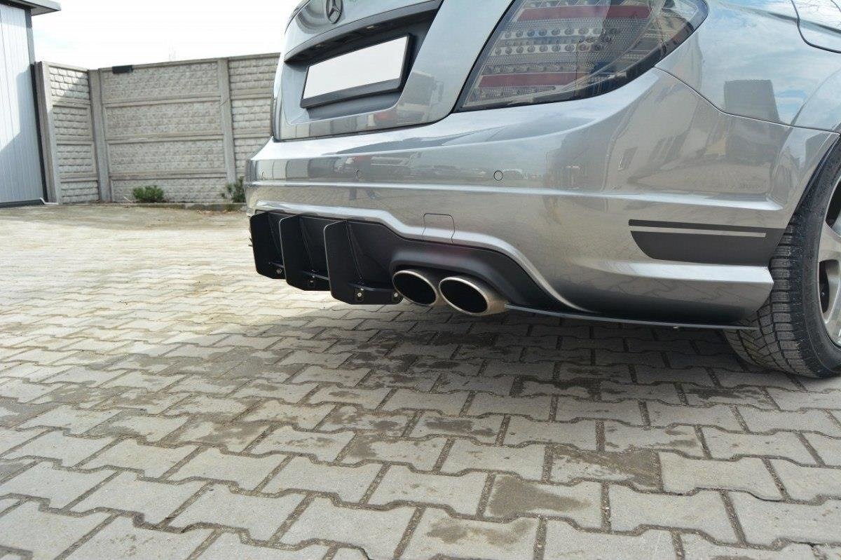 Mercedes-C-W204-AMG-Line-(Facelift)-Diffuser-&-Side-Splitter