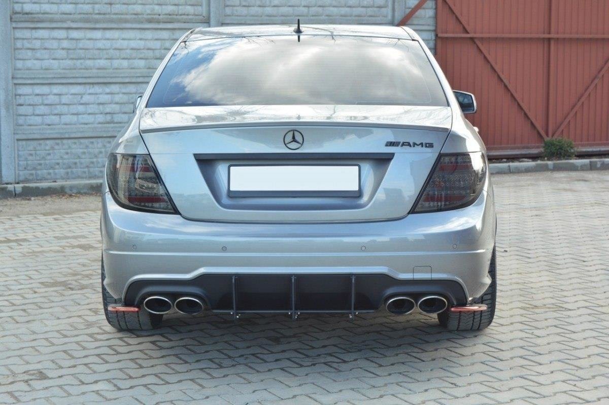 Mercedes-C-W204-AMG-Line-(Facelift)-Diffuser-&-Side-Splitter