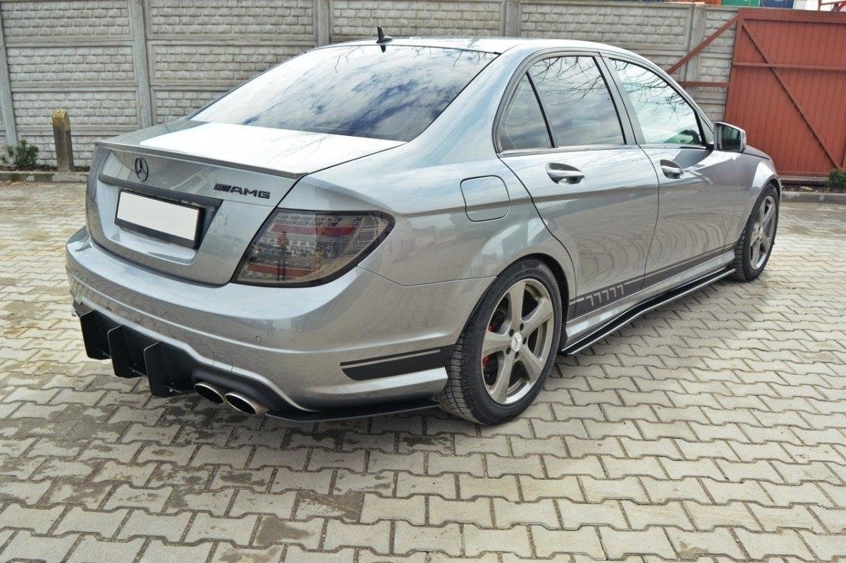 Mercedes-C-W204-AMG-Line-(Facelift)-Diffuser-&-Side-Splitter