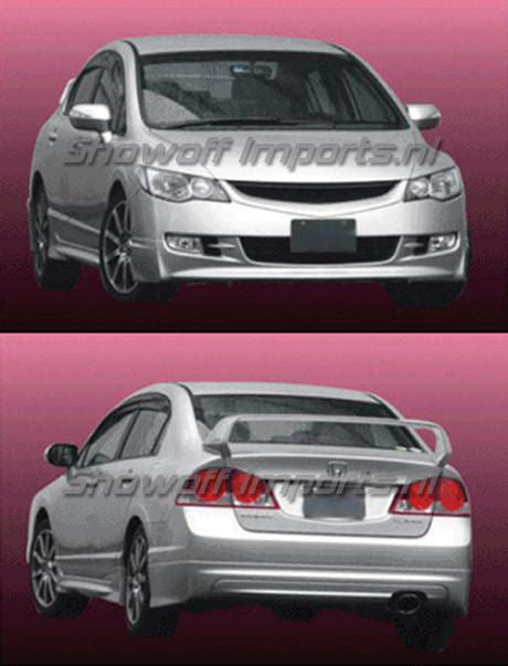 Honda-Civic-4D/Hybrid-05+-Mugen-Look-ABS-Sideskirts-[SIX]