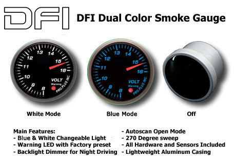 DFI-Blue/White-Smoke-Lens-Gauge-52mm---Volt