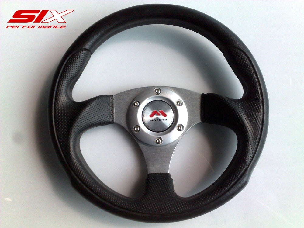 SIX-Motora-Steering-Wheel-Sendai-Black/Silver-29cm