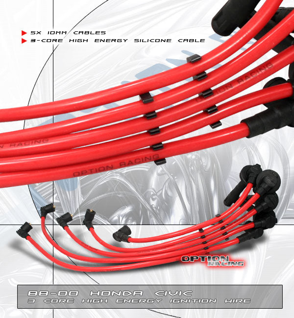 Honda-CRX/Civic/Sol/Integra-DOHC-RED-Spark-Plug-Wires-[SIX]
