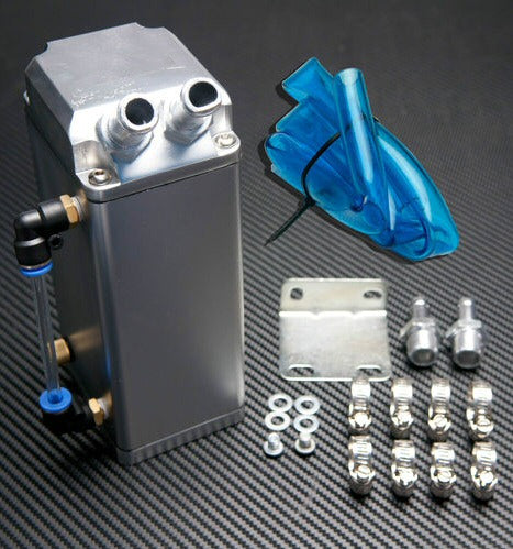 Universal-Oil-Catch-Tank-Silver-Square-+-Installation-mat.