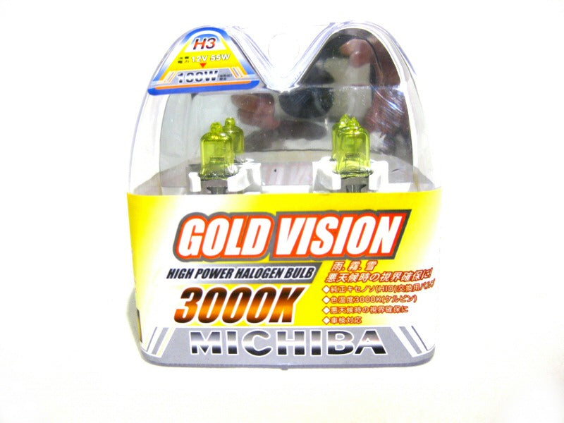GoldVision-JDM-3000K-Yellow-H3-55W/12V-Bulb-Set-(2x)