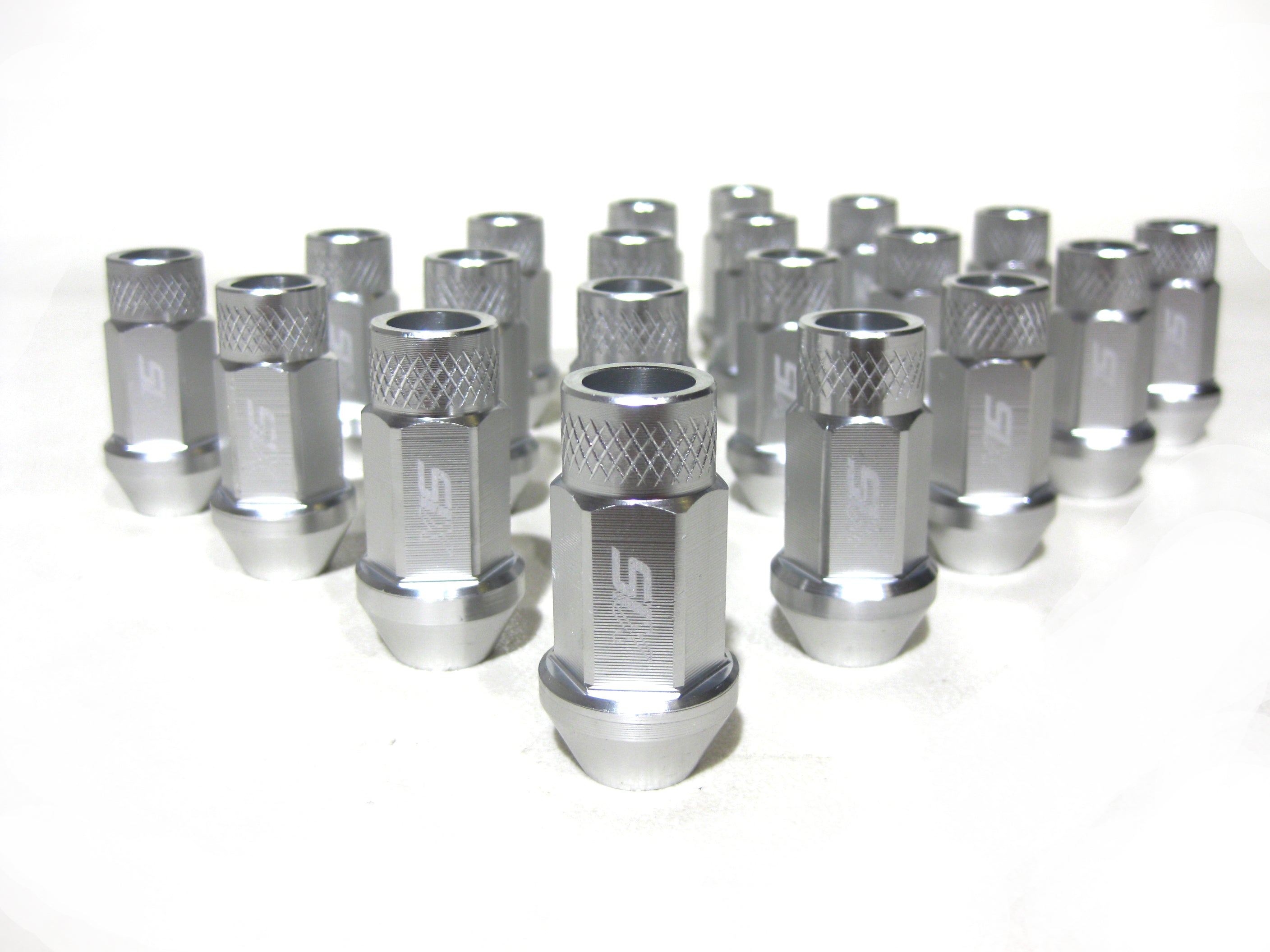 20x-SIX-Lightweight-Aluminium-Lug-Nuts-50mm-12x1.25-Silver