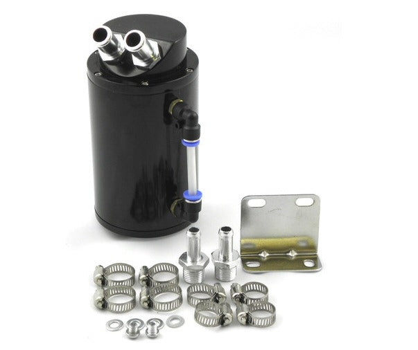 Universal-Oil-Catch-Tank-Black-Round-+-Installation-Material