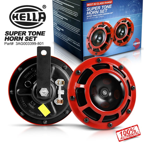 Hella-Supertone-Horn-Kit-RED-118dB-Set-of-2-incl-Relay