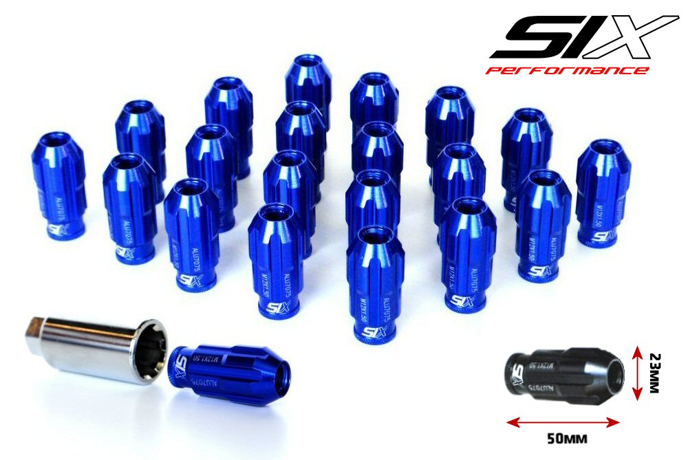 SIX-Lightweight-ALU7075-Lug-Nuts-12x1.25-Blue-Anti-Theft-V3