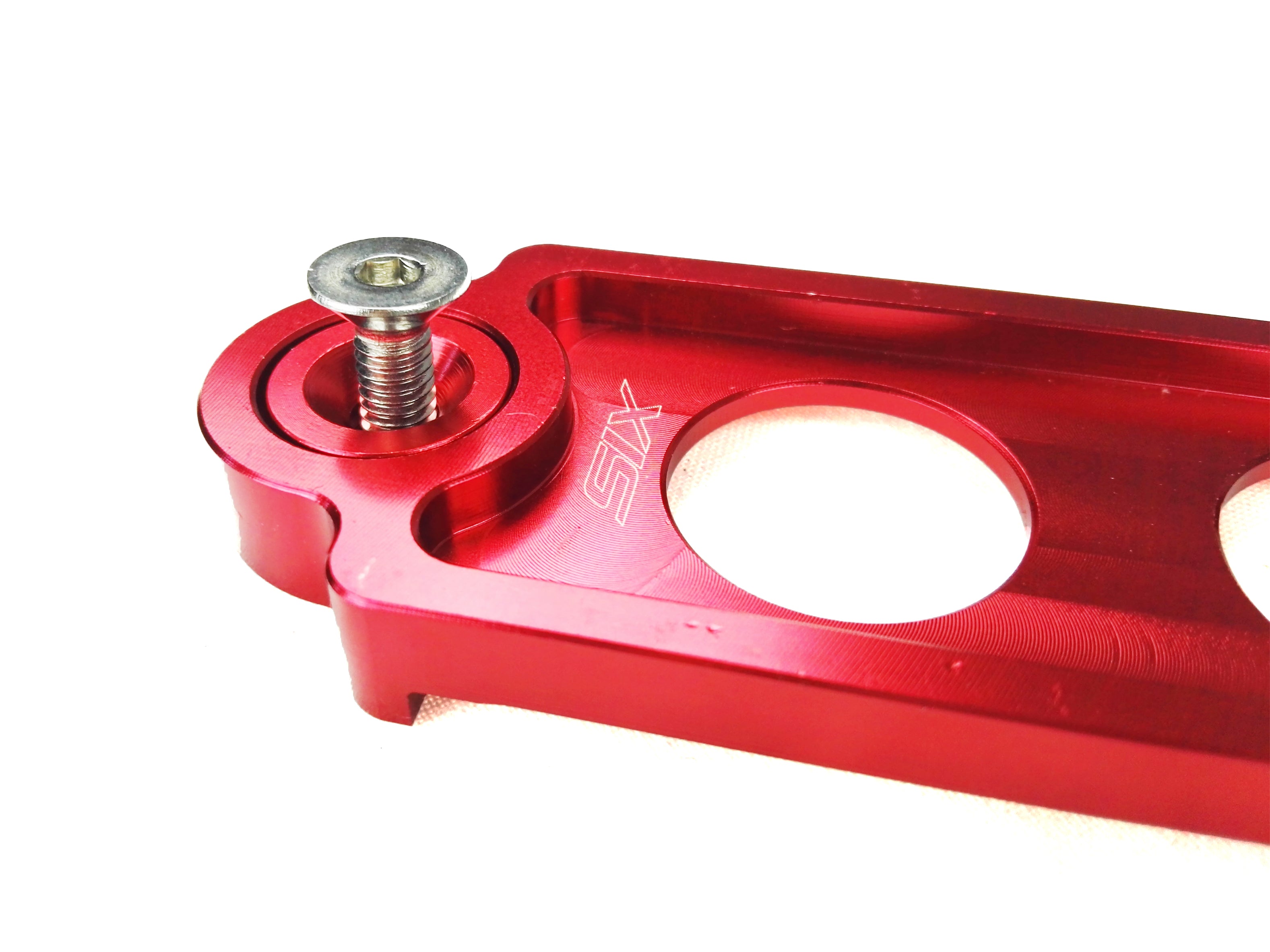 Universal-Billet-Battery-Tie-Down-Short-17cm-Red-[SIX]