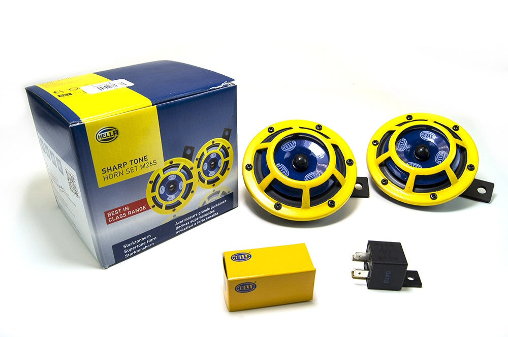 Hella-Sharptone-Horn-Kit-Yellow-115dB-350/415Hz-Set-of-2