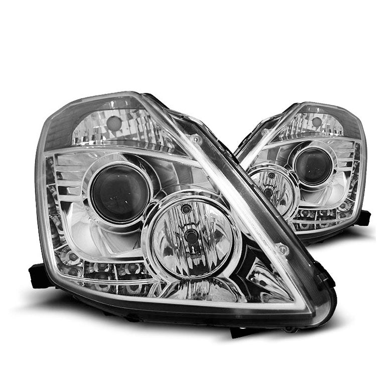 Nissan-350Z-03-09-DRL-Projector-Headlights-Set-Chrome-Xenon