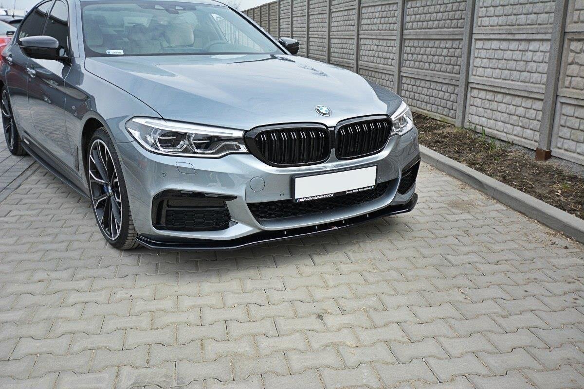 Front-Splitter-V.1-For-BMW-5-G30/-G31-M-Pack---Gloss-Black