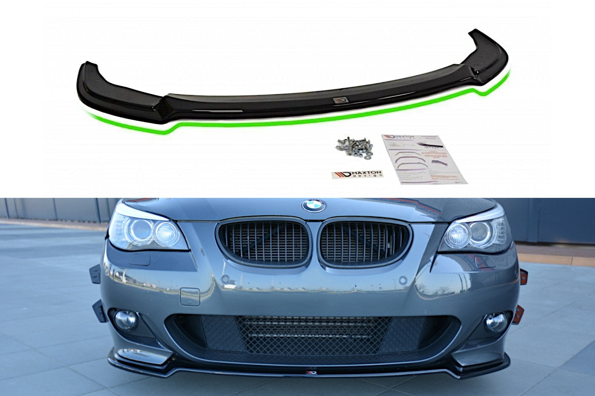 Front-Splitter-For-BMW-5-E60/61-M-Pack---Gloss-Black