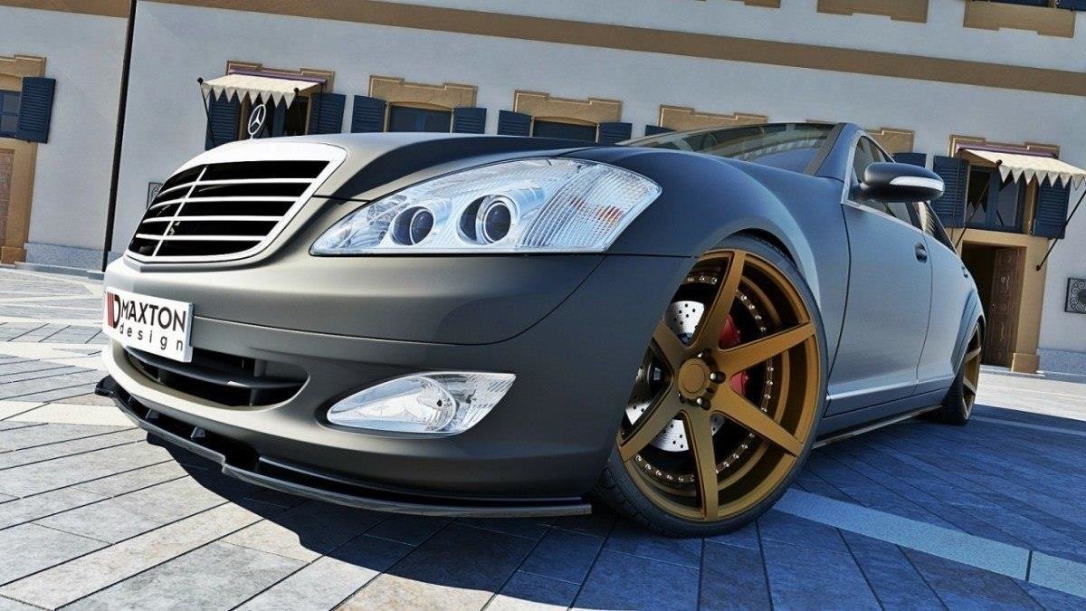 Front-Splitter-Mercedes-S-CLass-W221---Gloss-Black